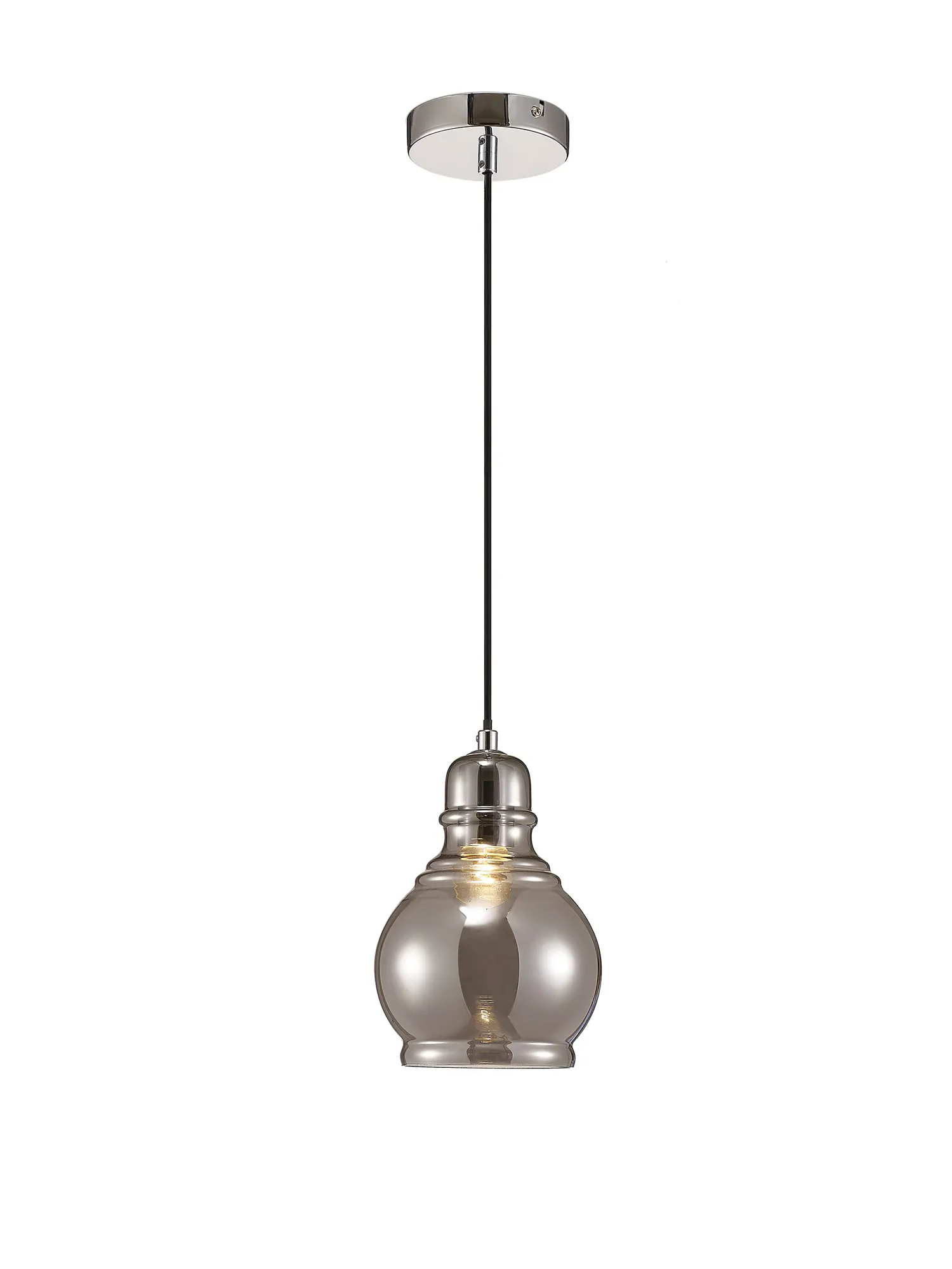 Ariel 16cm Smoke Glass Pendant 1 Light Polished Chrome D0096  Deco Ariel